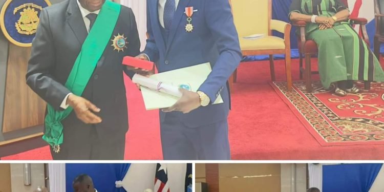 Amb. Bill Morgan Rogers Scopes Outstanding Awards As President Joseph Nyuma Boakai Conferes Upon Him The Achievement Of Grand Of Night Official Awards.