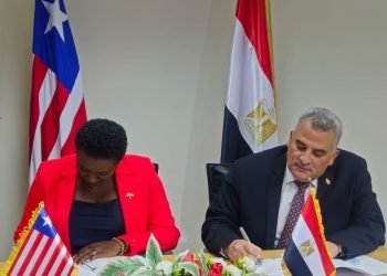 Madam Emma Glassco and Major General AlHussein Farahat Mohamed, Executive Director